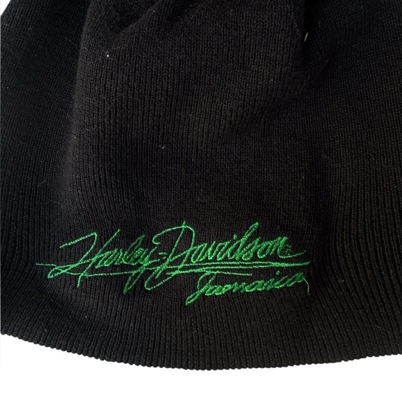 Harley Davidson Jamaica motorcycles O/S black cotton beanie graphic logo toque - Picture 4 of 6